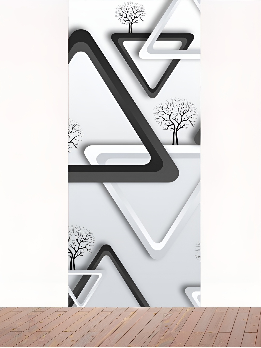 

CVANU Black & Grey Printed Waterproof Self Adhesive Door Stickers