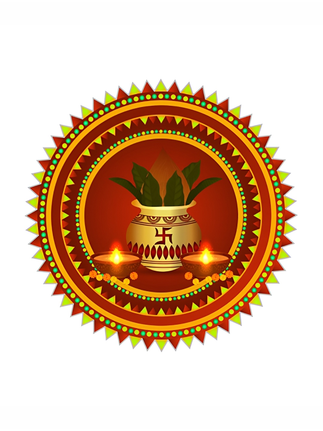 

CVANU Brown & Yellow Rangoli Printed Self Adhesive Floor Sticker
