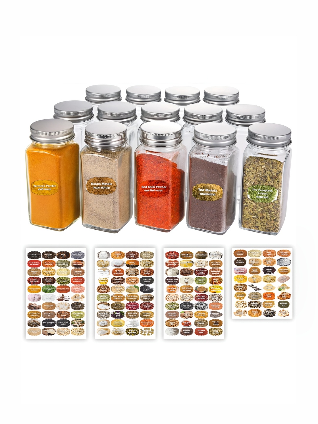 

CVANU 150 Pcs Brown & Green Self Adhesive Spice Stickers