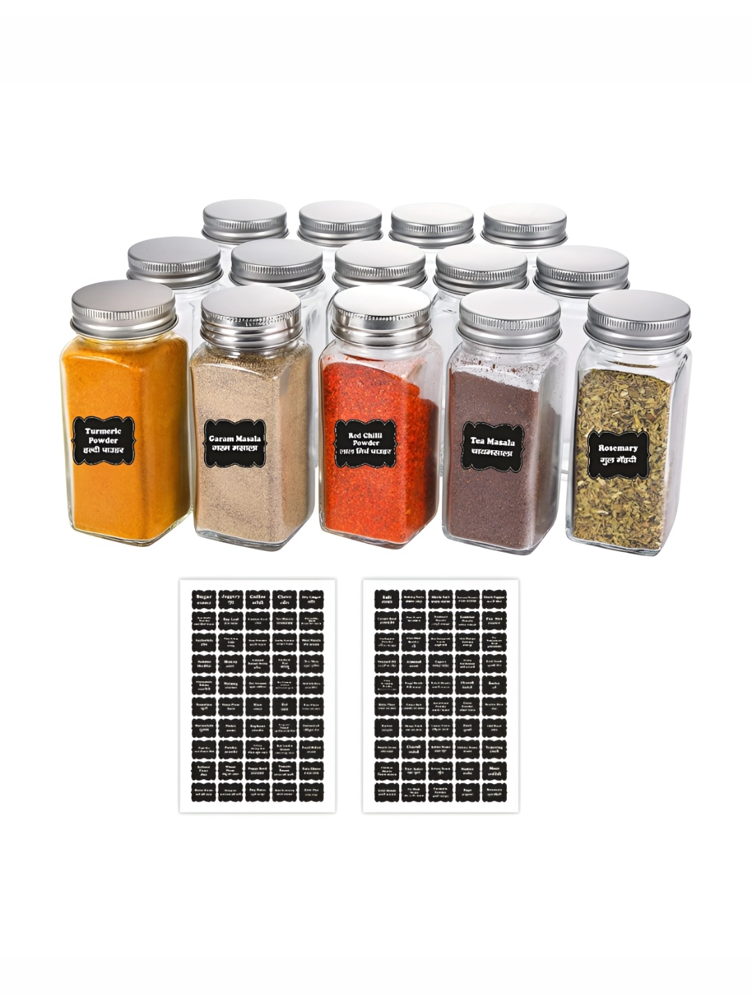 

CVANU White & Black 140 Pieces Self Adhesive Spice Stickers