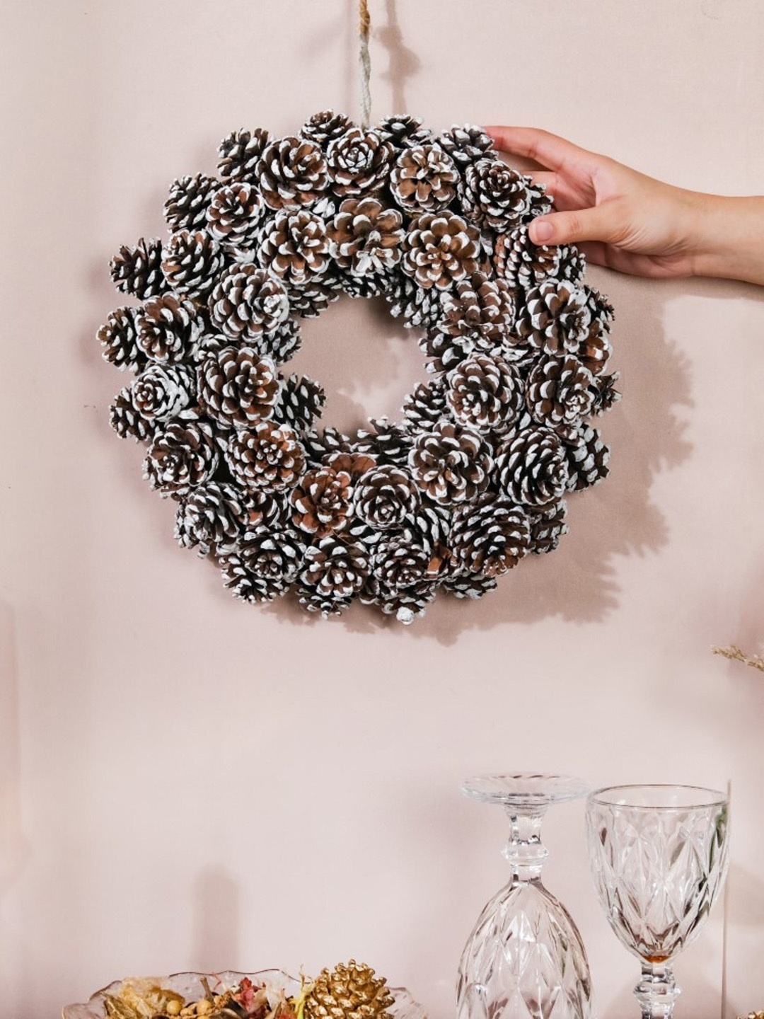 

Nestasia Brown Hanging Christmas Wreath Of Snowy