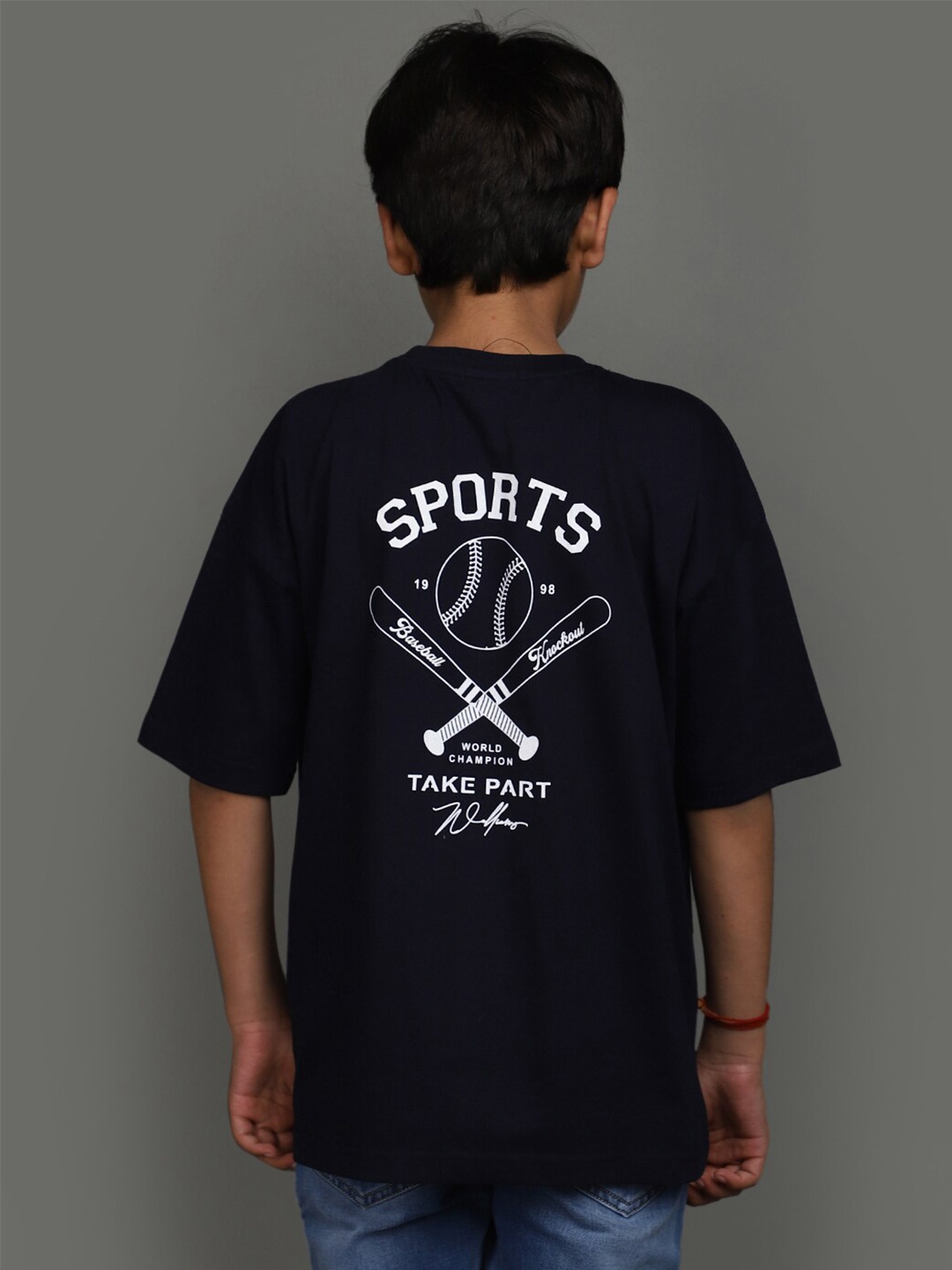 

V-Mart Boys Typography Printed Drop-Shoulder Cotton T-shirt, Blue