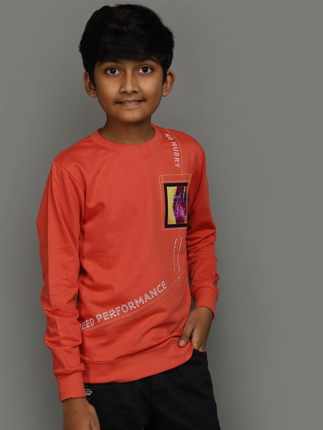 

V-Mart Boys Typography Printed Cotton T-shirt, Orange