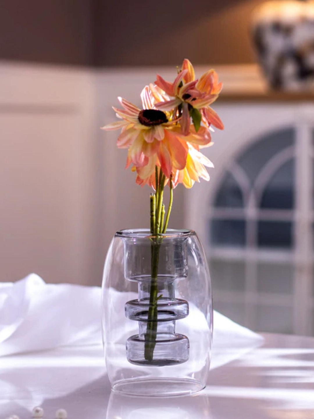 

THEDECORKART Transparent Cylindrical Glass Vase