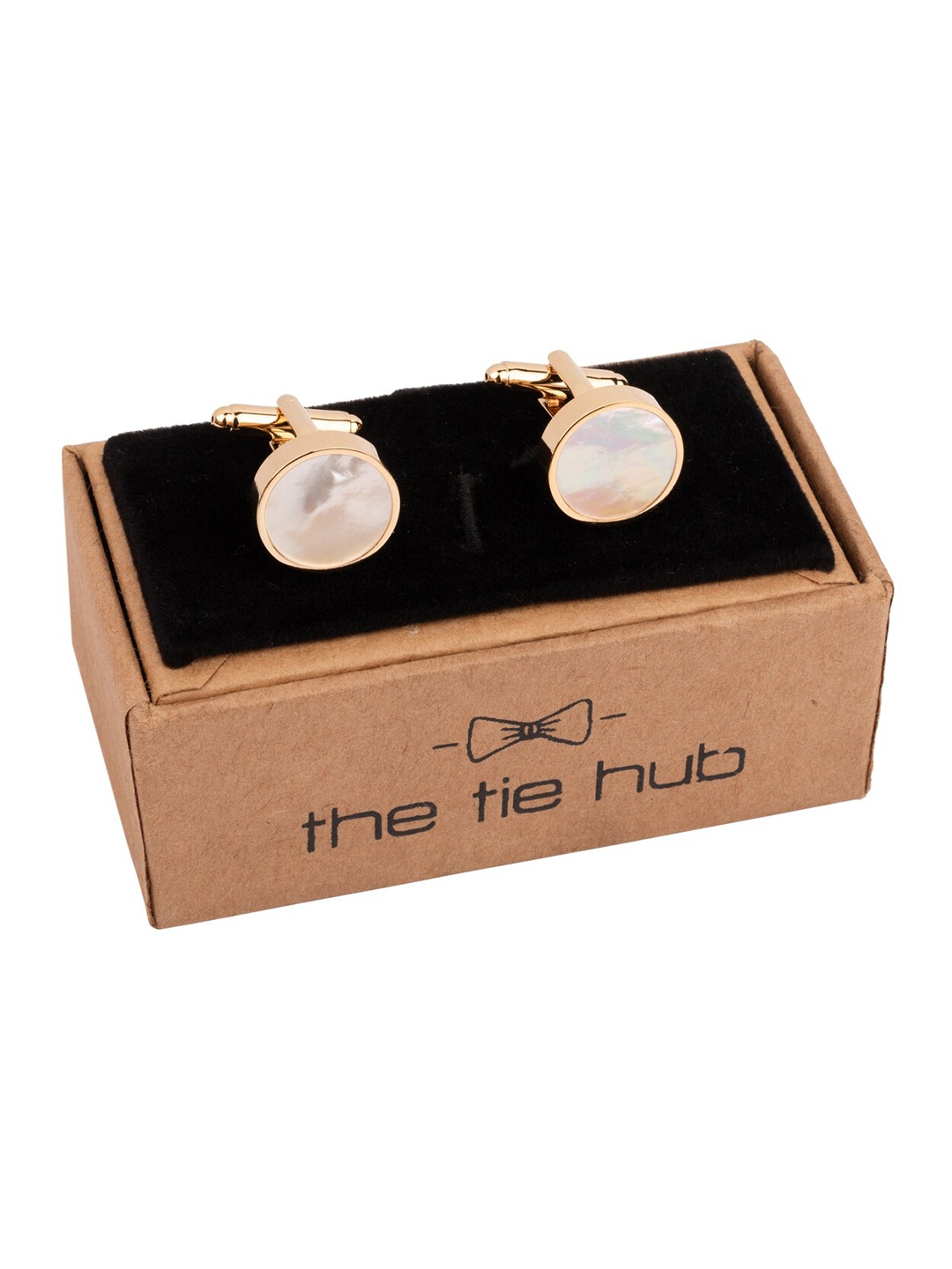 

The Tie Hub Rhodium-Plated Round Cufflink, Gold