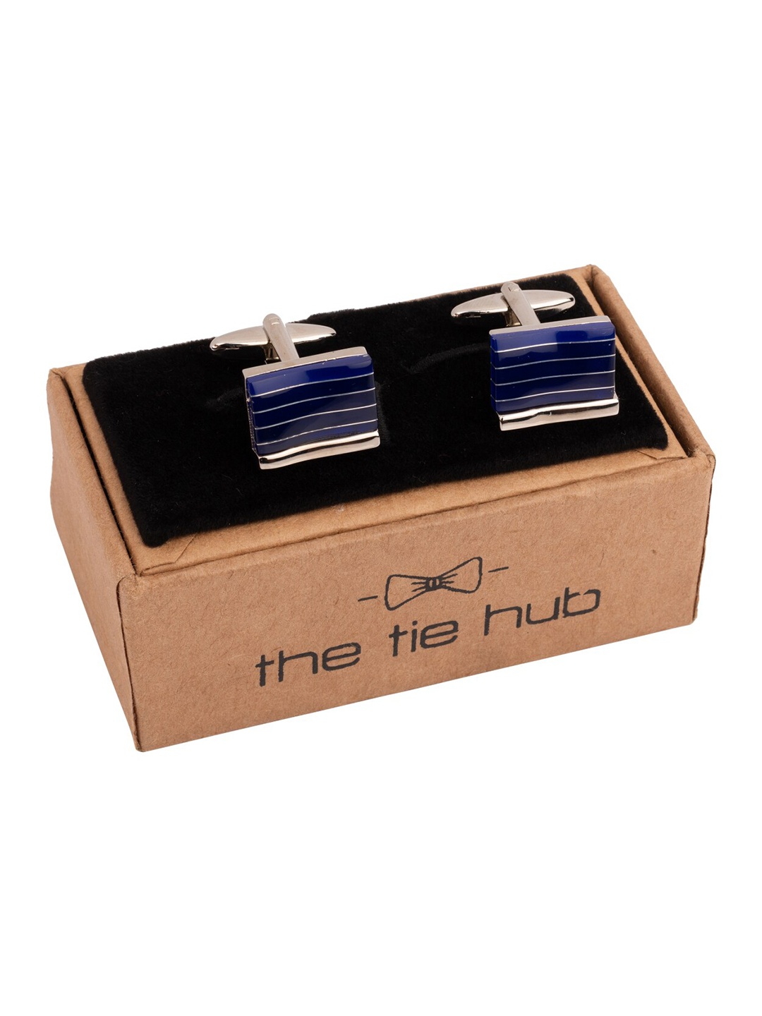 

The Tie Hub Rhodium-Plated Rectangular Cufflink, Blue