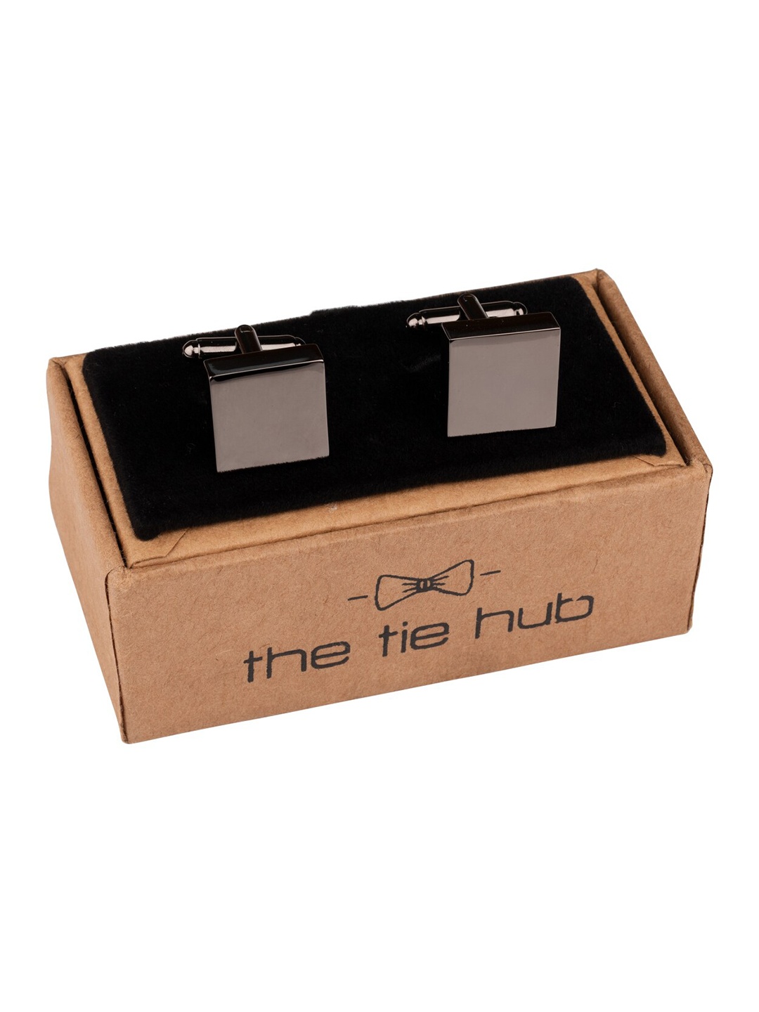 

The Tie Hub Rhodium-Plated Square Cufflink, Grey