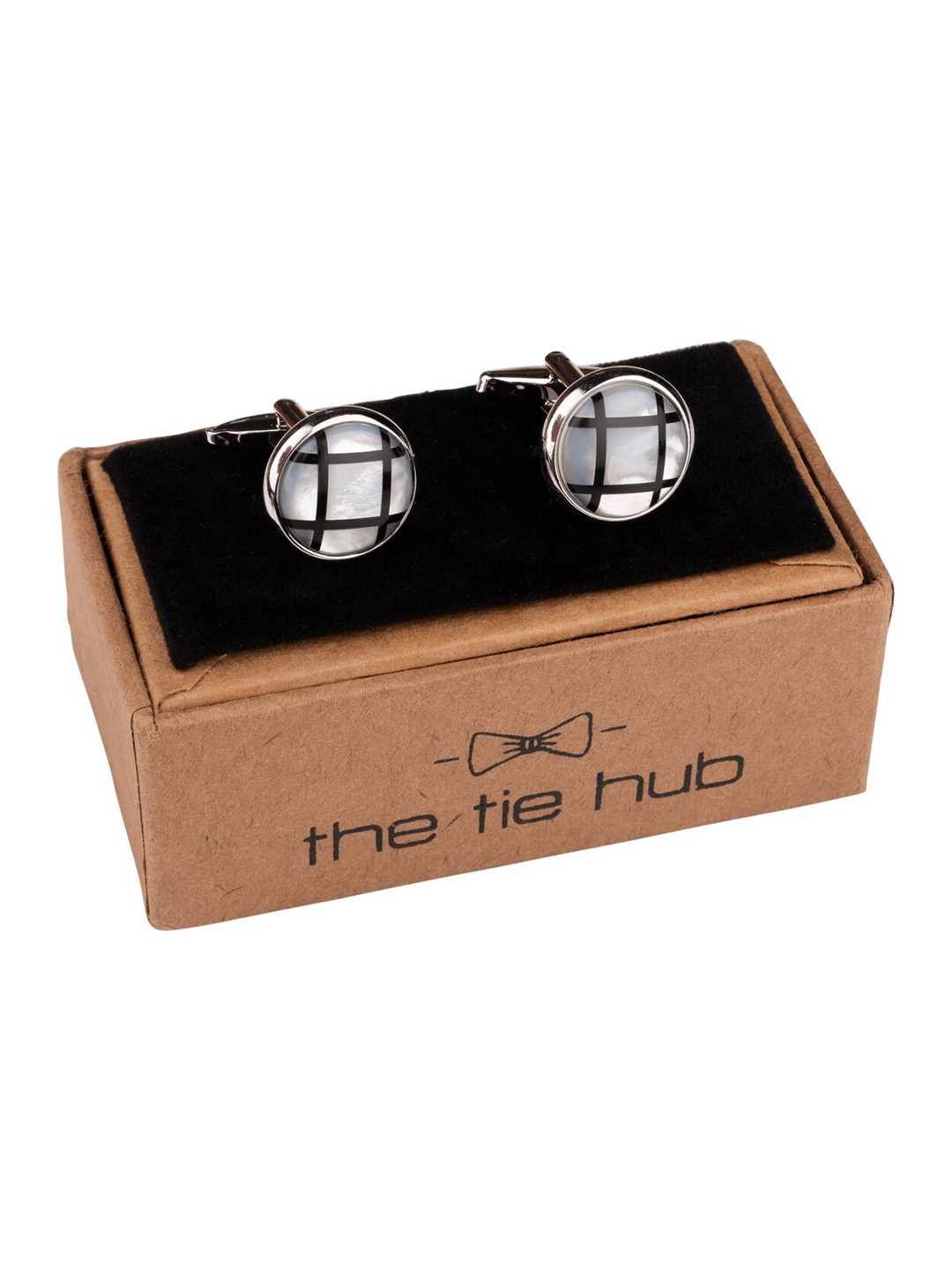 

The Tie Hub Rhodium-Plated Brass Round Cufflink, Silver