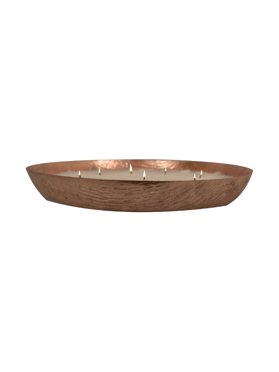 

Manor House CopperToned Roshni Scented Flovored Wax Filled Metal Bowl Urli Candle Holder, Copper