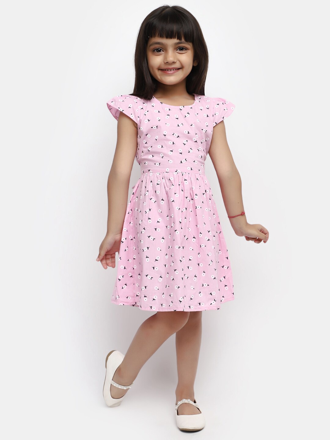 

V-Mart Girls Floral Printed Fit & Flare Dress, Pink