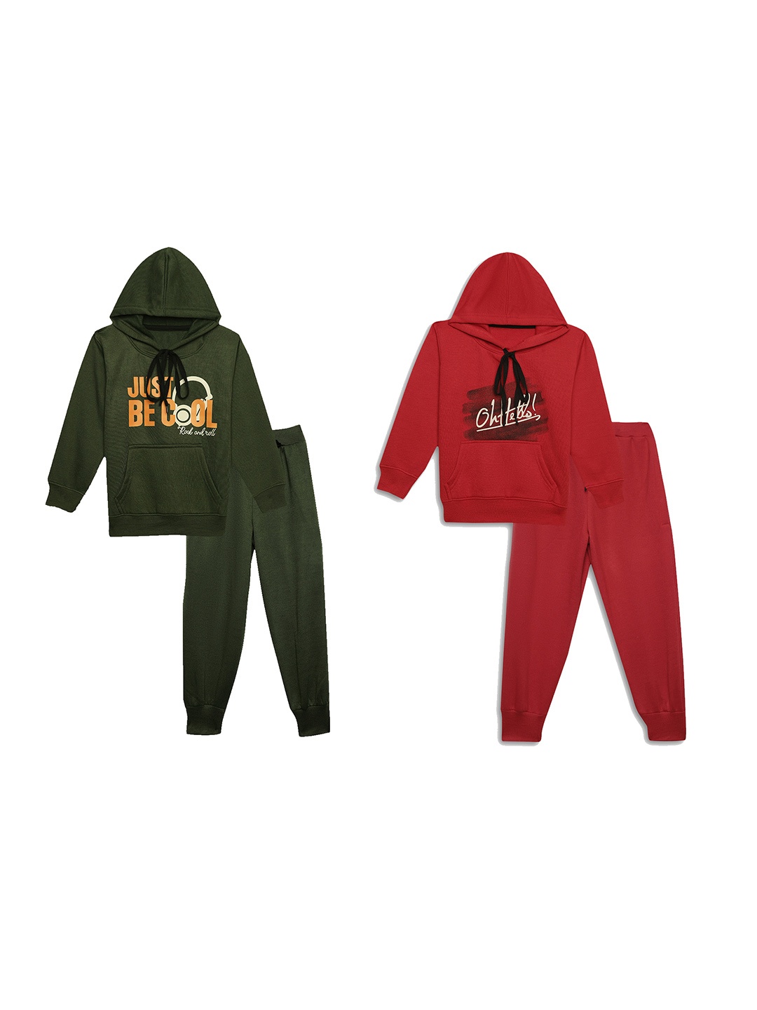 

VIMAL JONNEY Unisex Kids Pack of 2 Printed Sweatshirt with Joggers, Olive