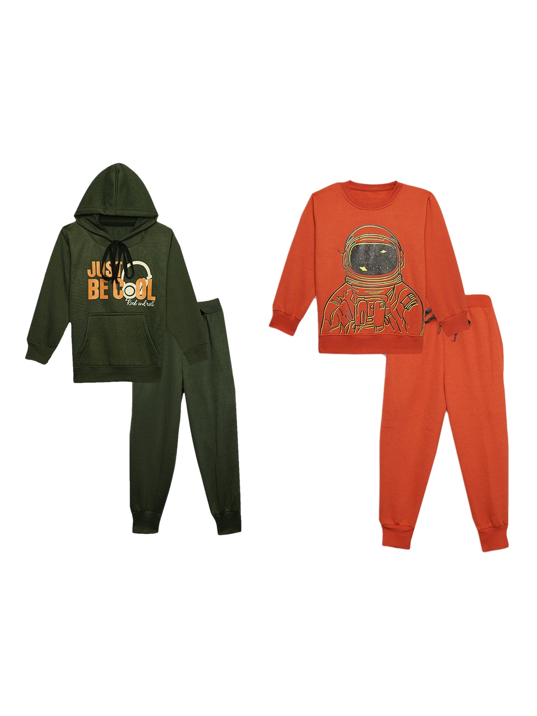 

VIMAL JONNEY Kids Pack Of 2 Graphic Printed Tracksuits, Olive