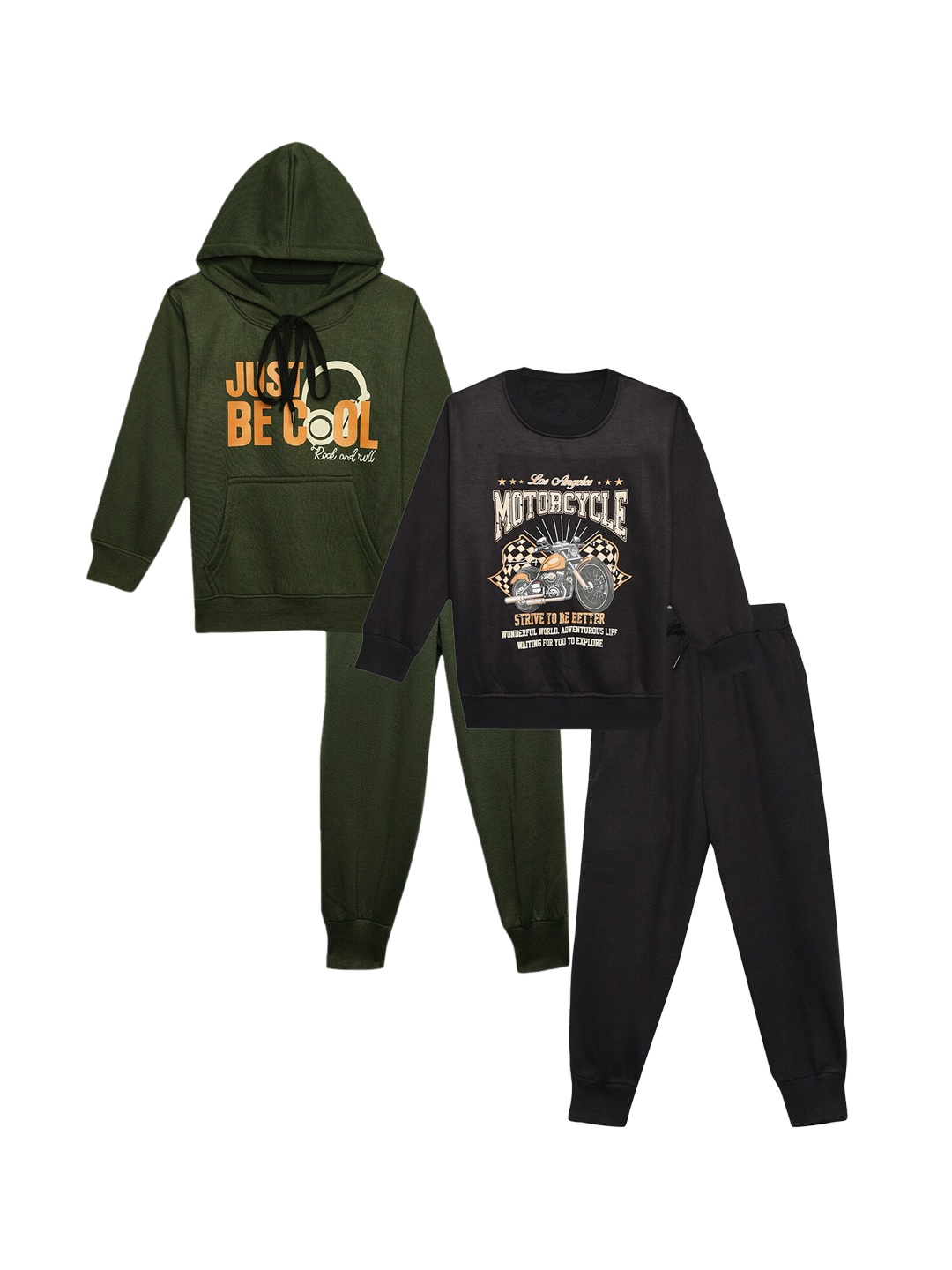 

VIMAL JONNEY Kids Pack Of 2 Graphic Printed Tracksuits, Olive
