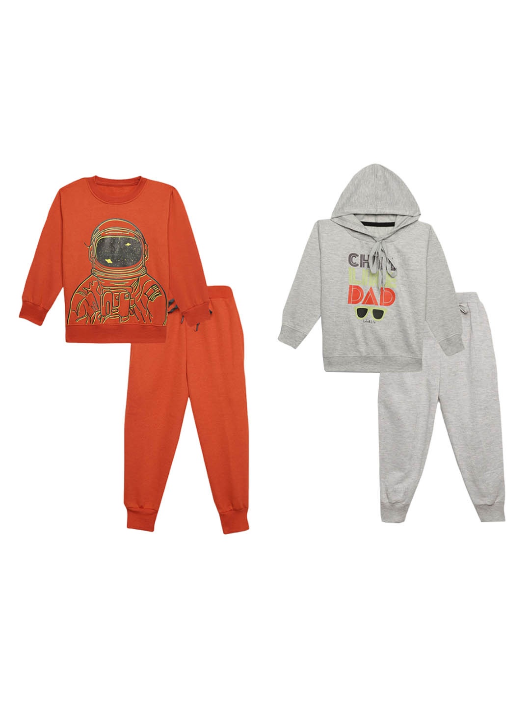 

MACK JONNEY Kids Pack Of 2 Graphic Printed Hooded Tracksuits, Grey