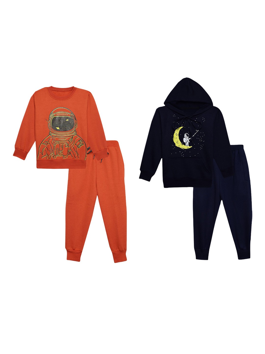 

VIMAL JONNEY Kids Pack Of 2 Graphic Printed Tracksuits, Orange