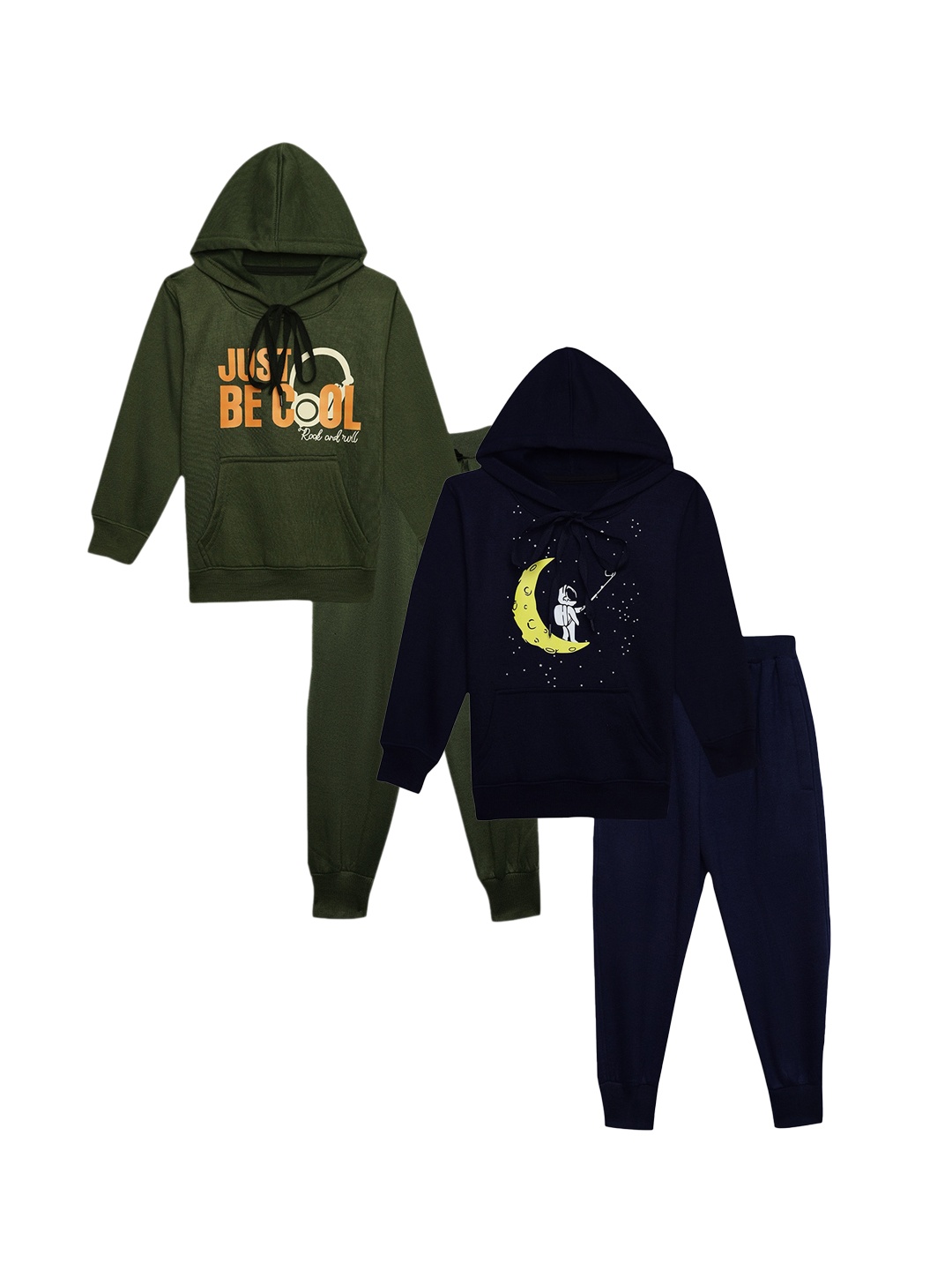

VIMAL JONNEY Kids Pack Of 2 Graphic Printed Tracksuits, Olive