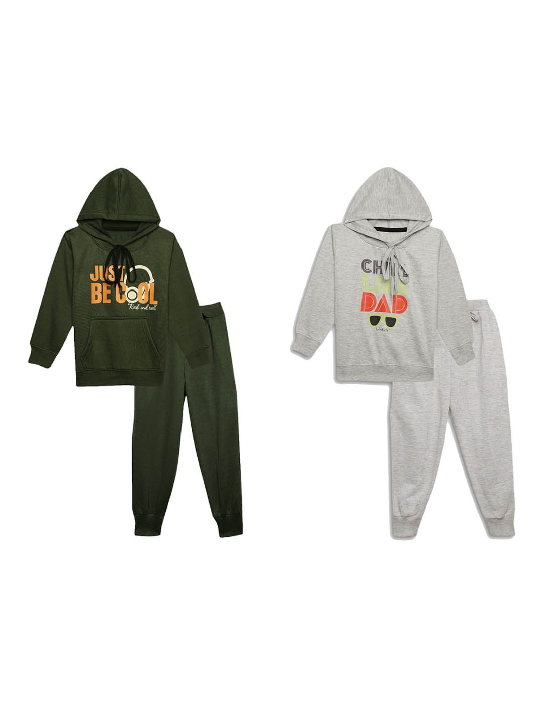 

VIMAL JONNEY Kids Pack Of 2 Graphic Printed Tracksuits, Olive