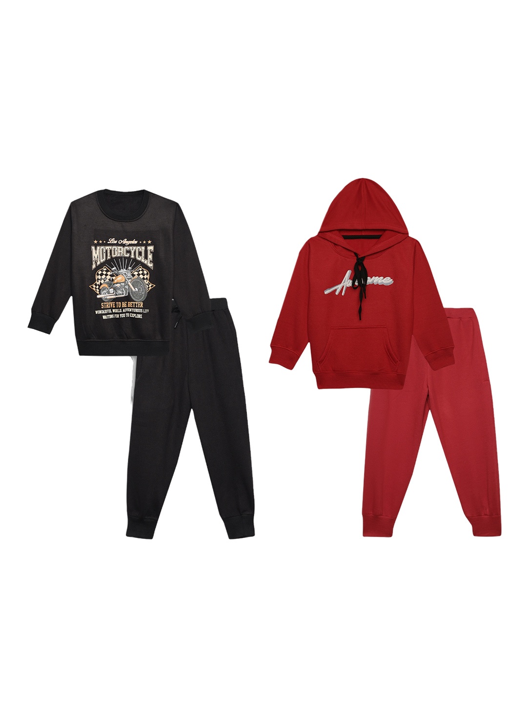 

VIMAL JONNEY Kids Pack Of 2 Graphic Printed Tracksuits, Black