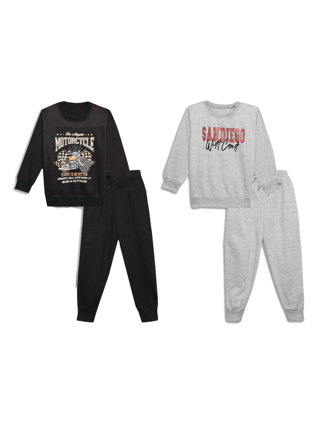 

VIMAL JONNEY Kids Pack of 2 Printed Clothing Set, Black