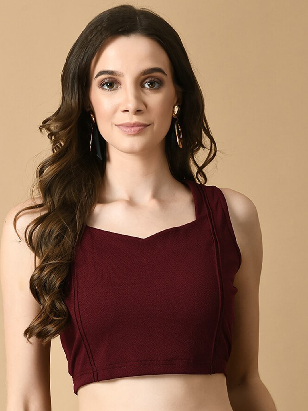 

KALINI Sweetheart Neck Sleeveless Crop Top, Magenta