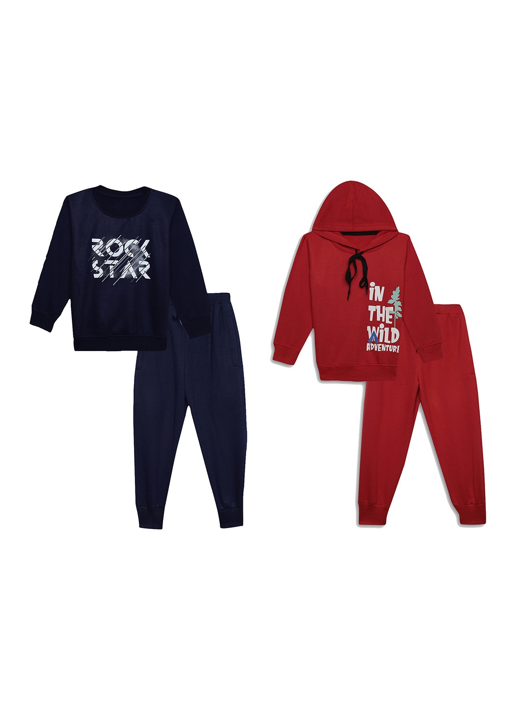

VIMAL JONNEY Unisex Kids Pack of 2 Printed Sweatshirt with Joggers, Navy blue