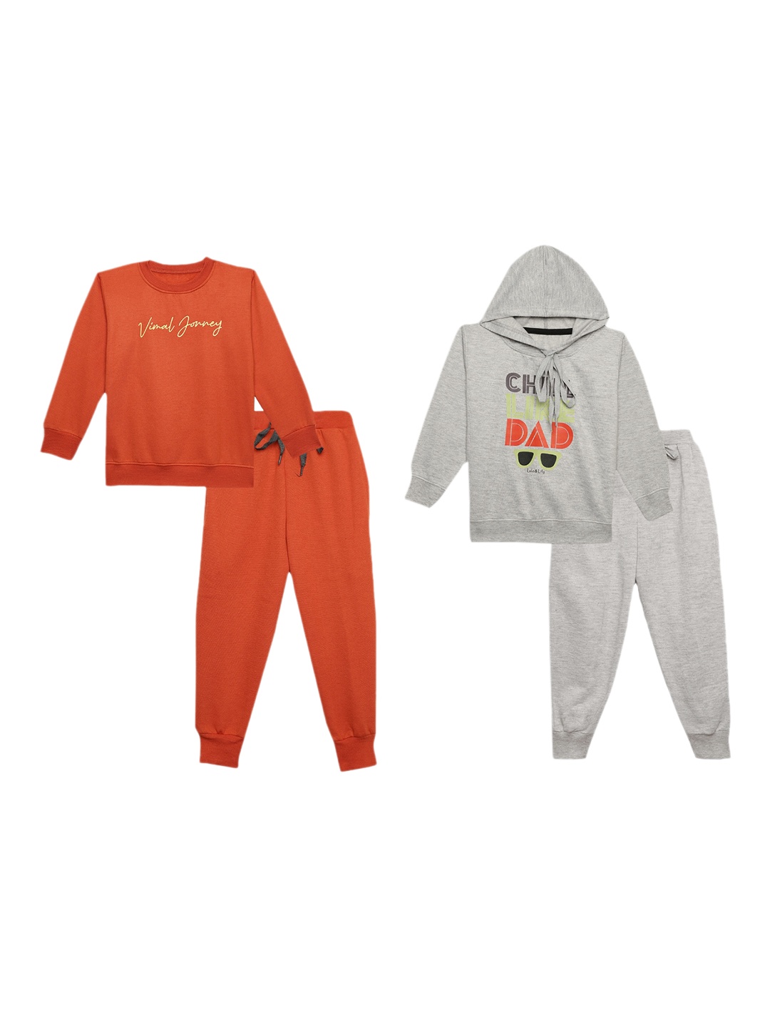 

VIMAL JONNEY Kids Pack of 2 Cotton Fleece Tracksuit, Grey