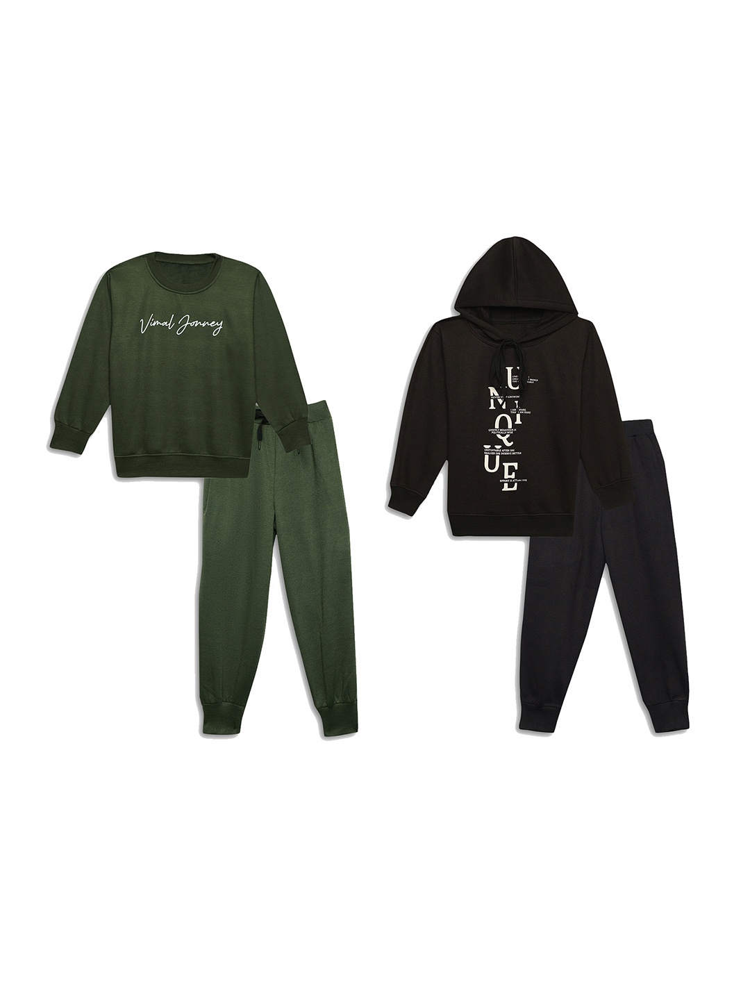 

VIMAL JONNEY Unisex Kids Pack of 2 Printed Sweatshirt with Joggers, Green