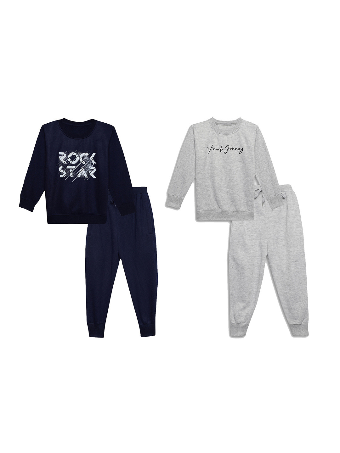 

VIMAL JONNEY Kids Pack Of 2 Typography Printed Sweatshirts With Joggers, Black