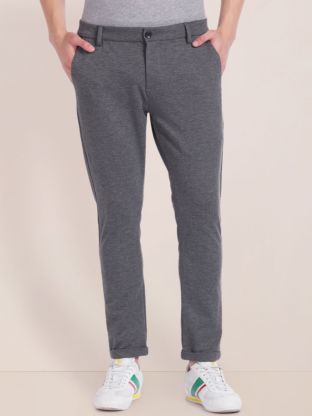 

U.S. Polo Assn. Men Tapered Fit Chinos Trousers, Grey