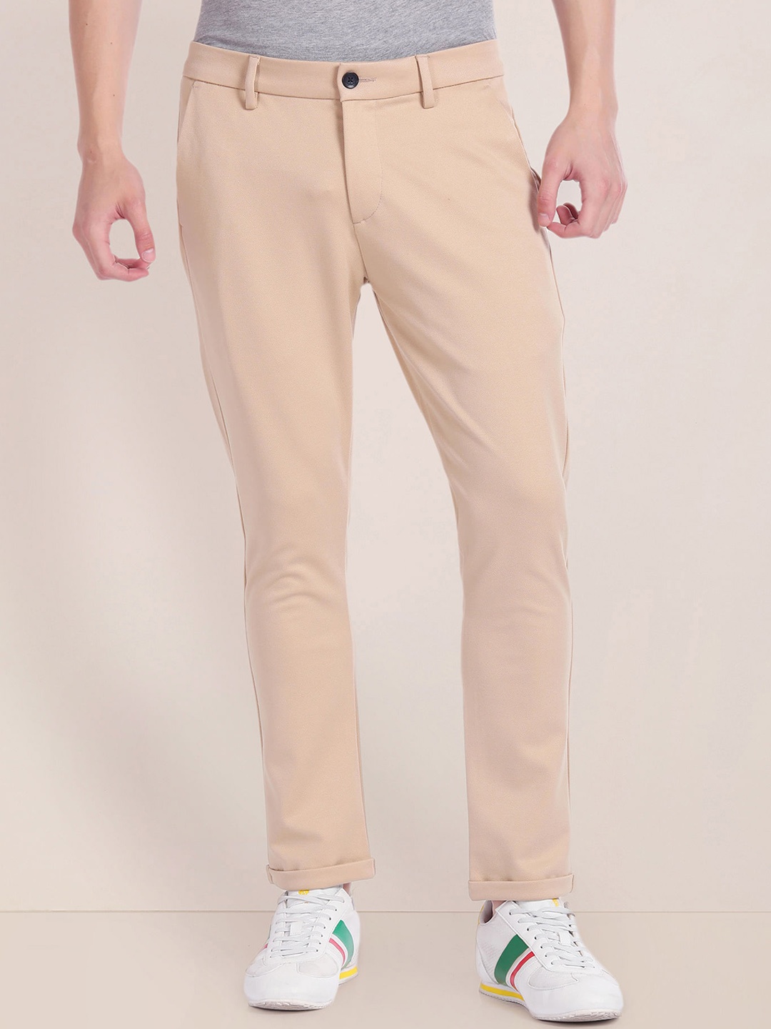 

U.S. Polo Assn. Men Tapered Fit Chinos Trousers, Beige