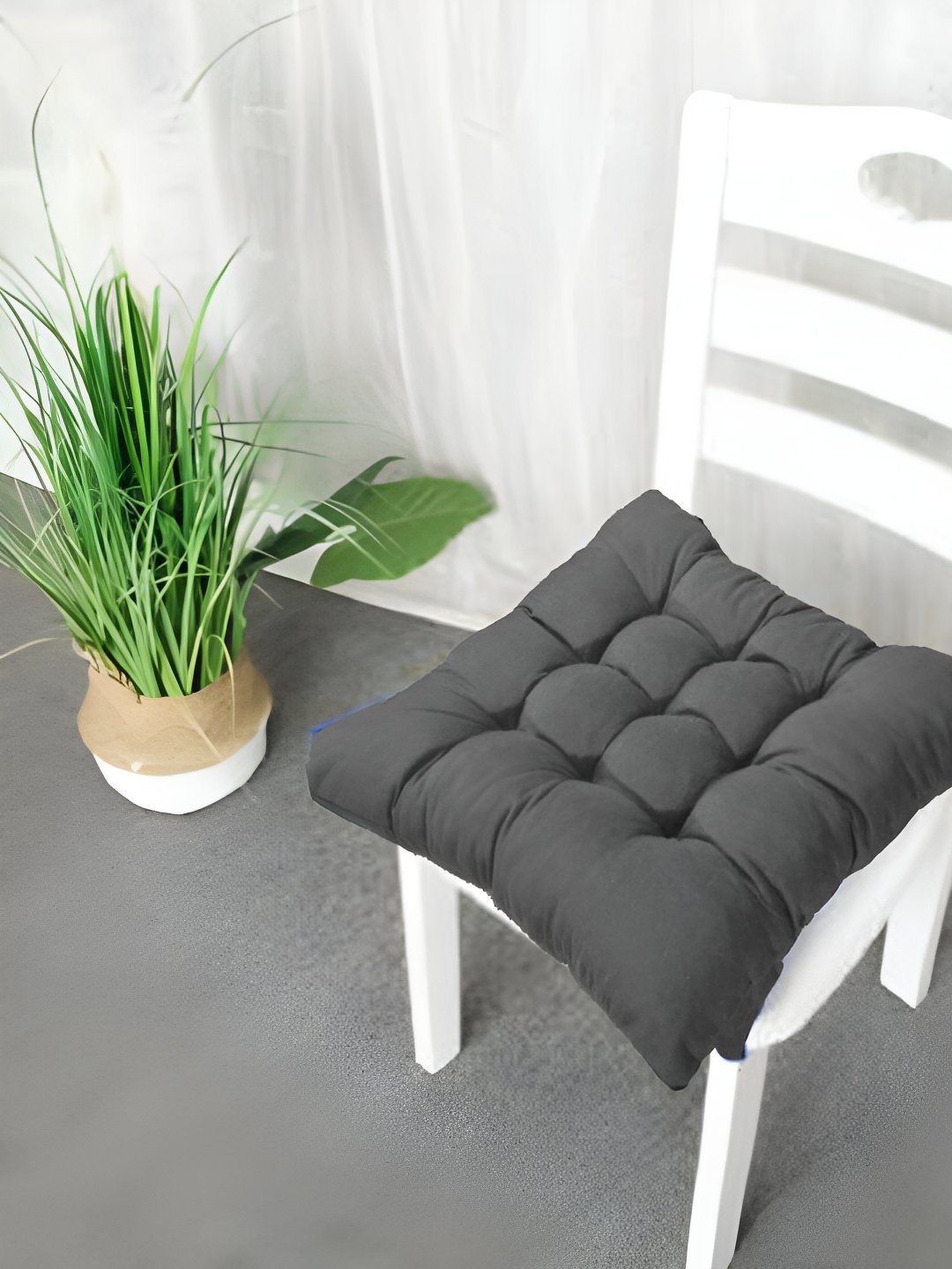

Mom's Moon Grey 2 Pieces Cotton Square Shaped Chair Pads