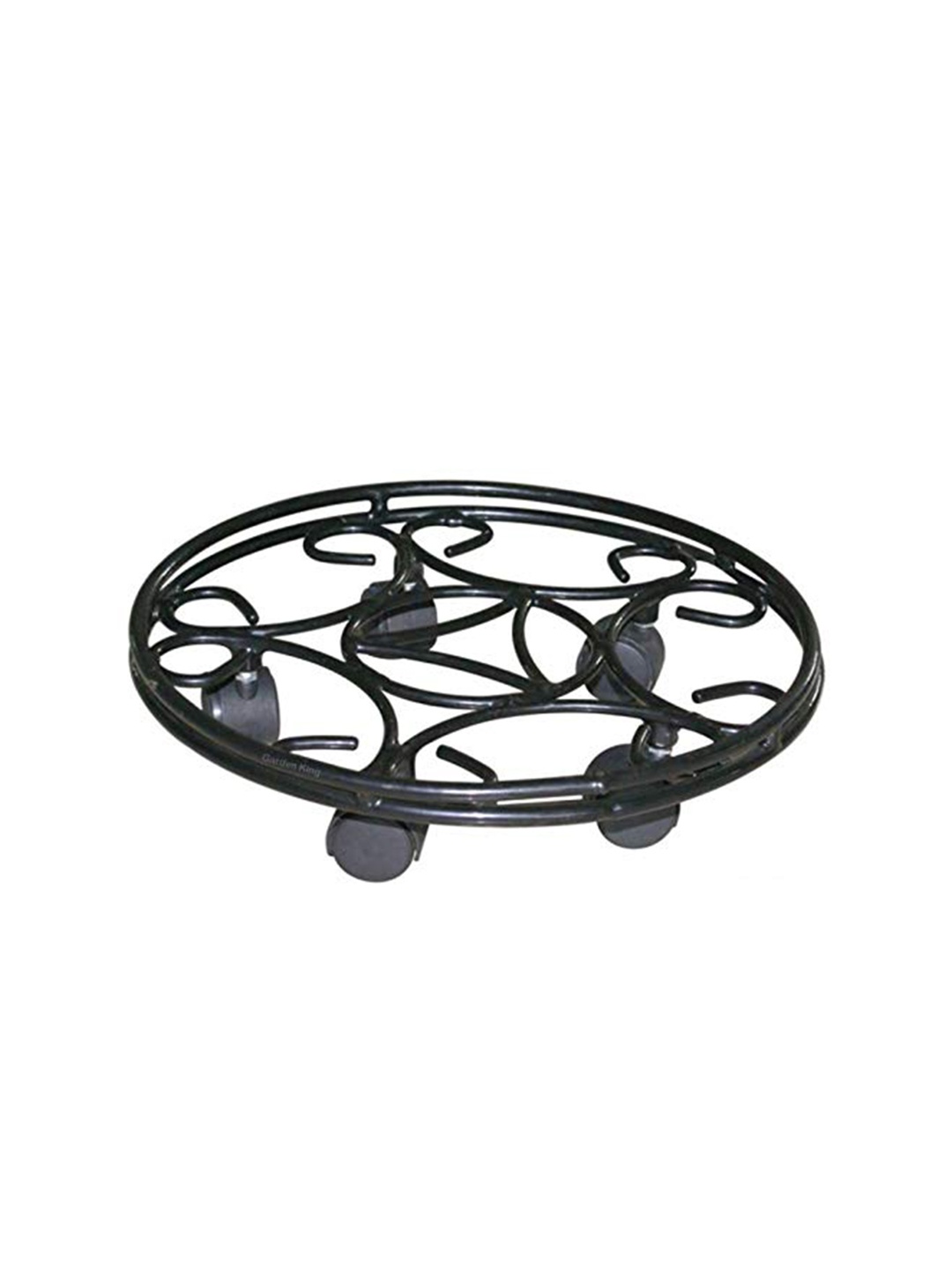 

Garden Deco Black Metal Pot Stand With Wheels
