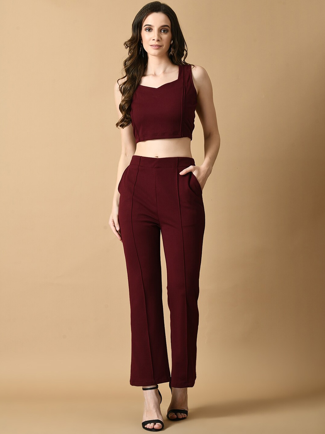 

KALINI Sweetheart Neck Crop Top With Trouser, Magenta