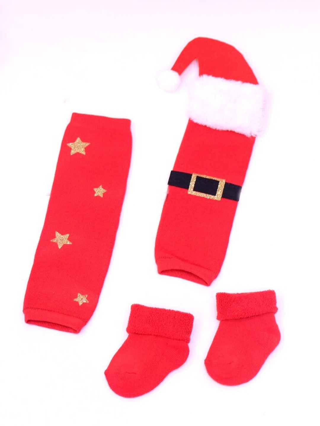 

TIPY TIPY TAP Infants Pack Of 2 Pattered Cotton Leg Warmer With Socks, Red