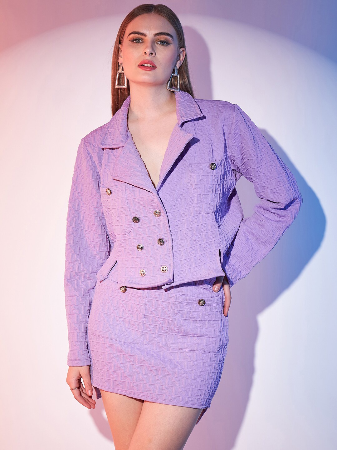 

STREET 9 Self Design Coat With Skirt, Lavender