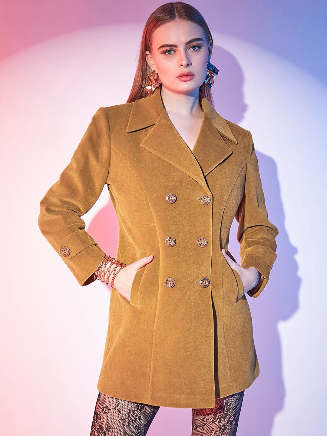 

STREET 9 Felted Double-Breasted Overcoat, Brown