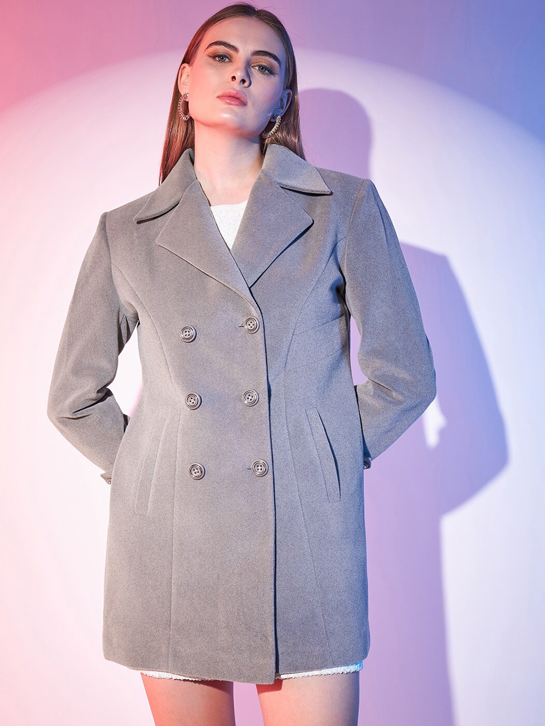 

STREET 9 Felted Double-Breasted Overcoat, Grey