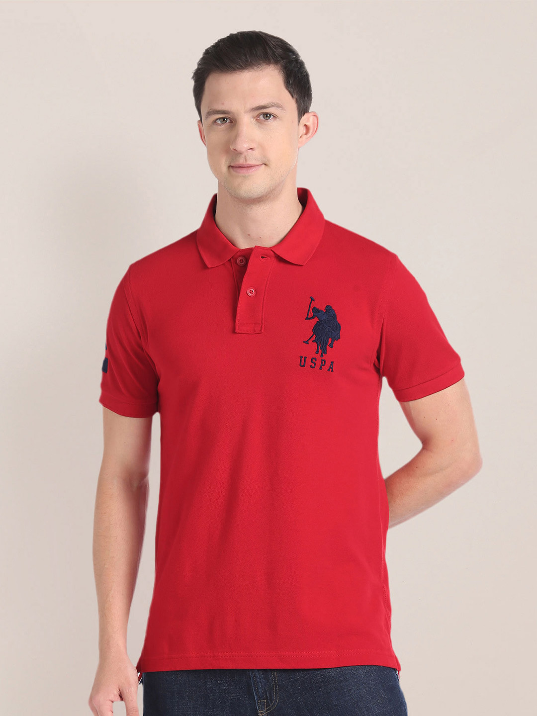 

U.S. Polo Assn. Polo Collar Pure Cotton T-Shirt, Red