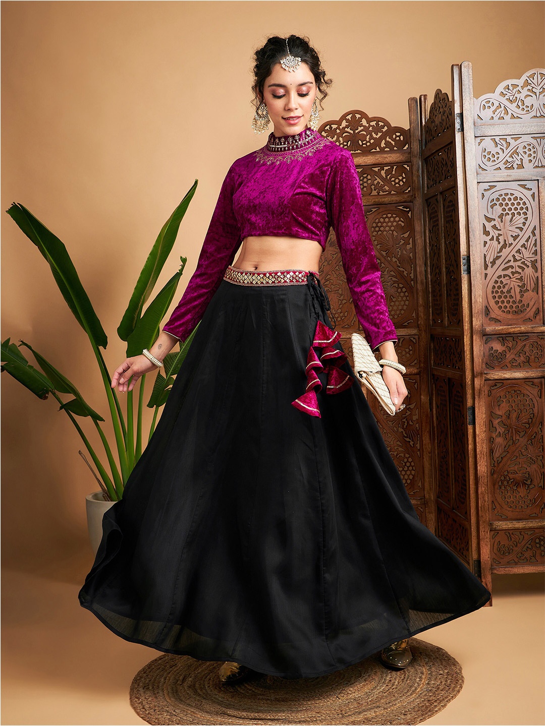 

Shae by SASSAFRAS Embroidered Ready to Wear Lehenga & Blouse, Black