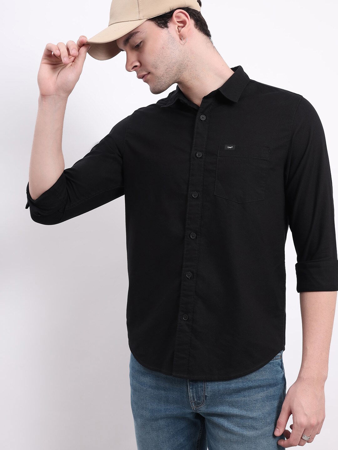 

Lee Oxford Long Sleeves Cotton Casual Shirt, Black