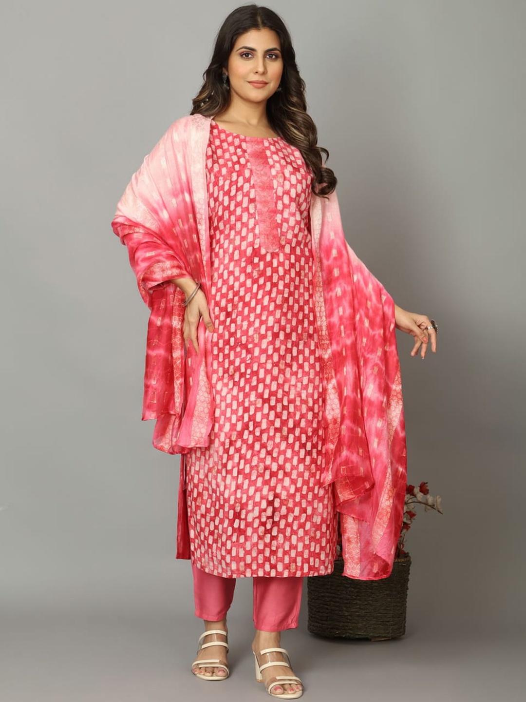 

OEQUAL Women Pink Pure Cotton Silk Blend