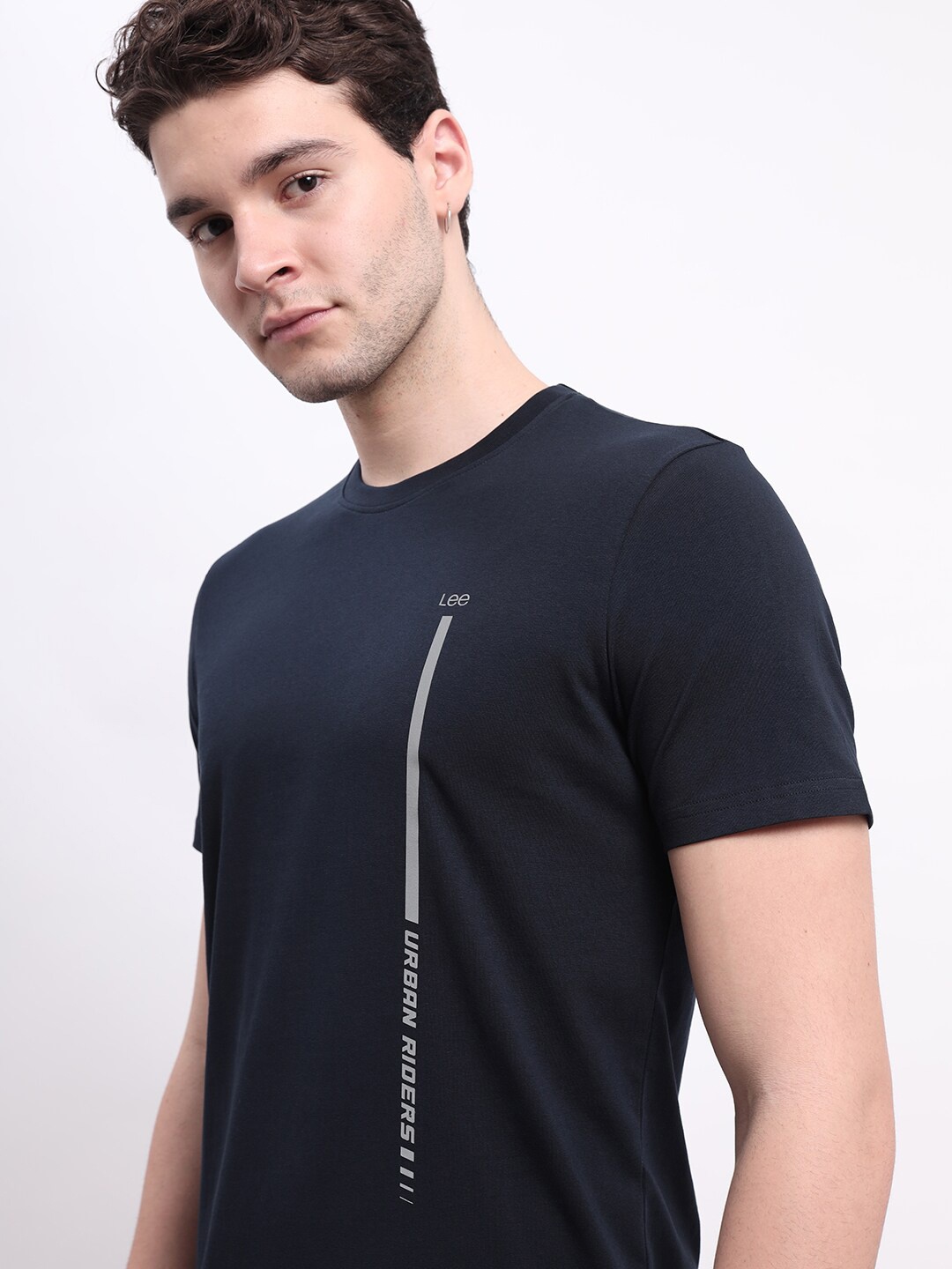 

Lee Typography Printed Cotton T-shirt, Navy blue