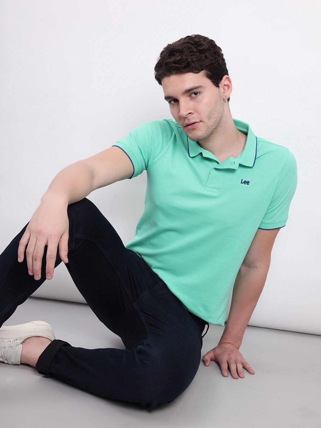 

Lee Polo Collar Pure Cotton Slim Fit T-shirt, Green