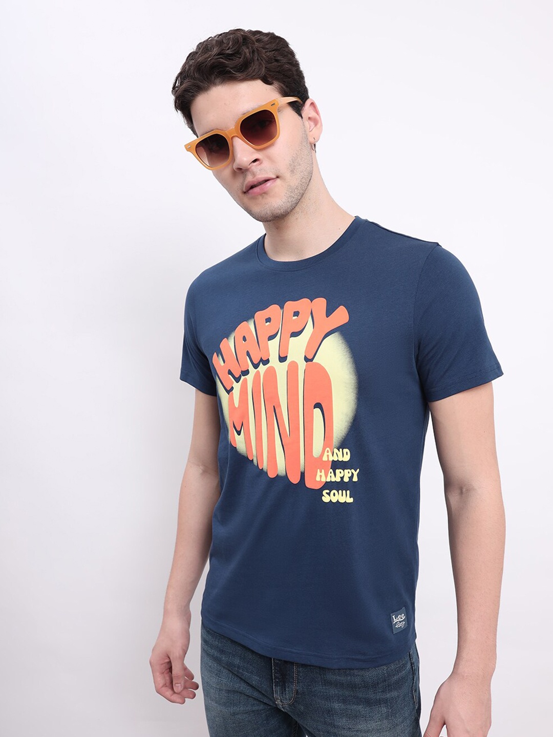 

Lee Typography Printed Cotton T-shirt, Blue