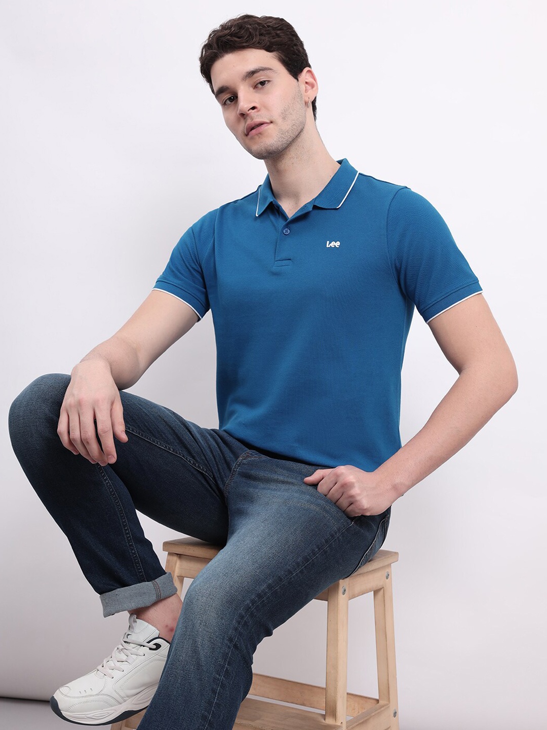 

Lee Polo Collar Cotton Slim Fit T-shirt, Blue