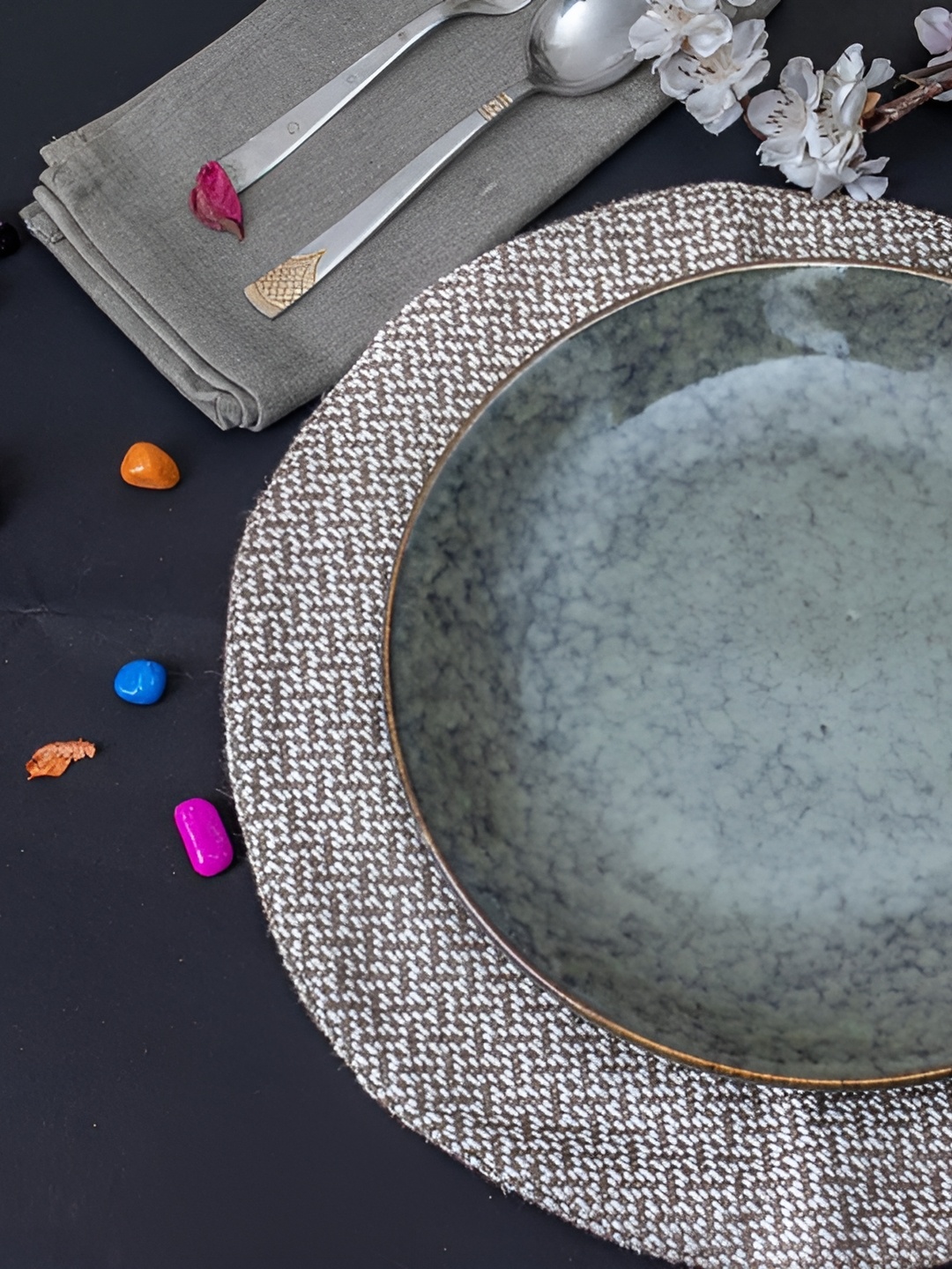 

caffeine Grey Ceramic Microwave Safe Dinner Plate