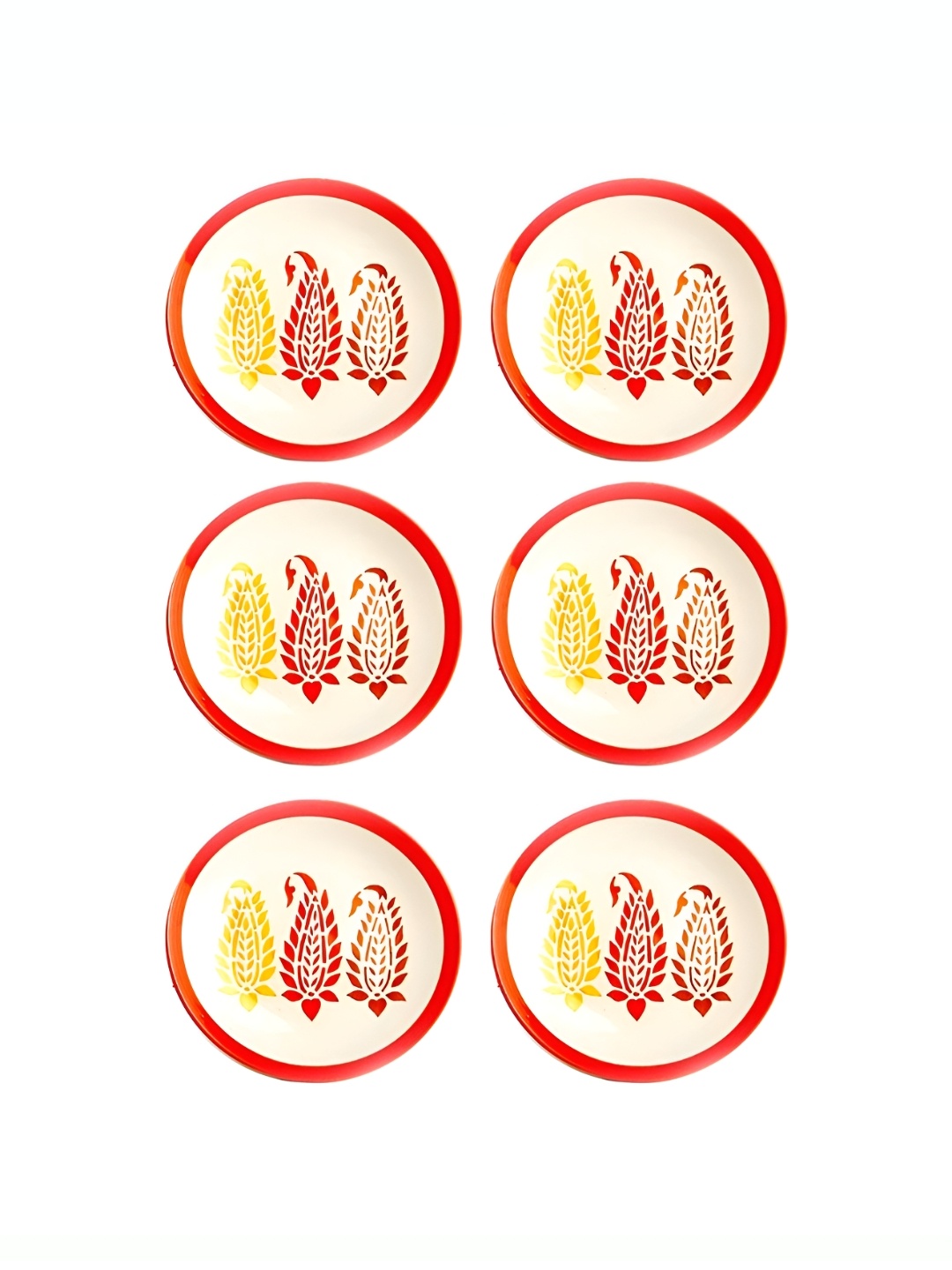 

caffeine Cream 6 Pieces Floral Print Ceramic Microwave Safe Dinner Plates