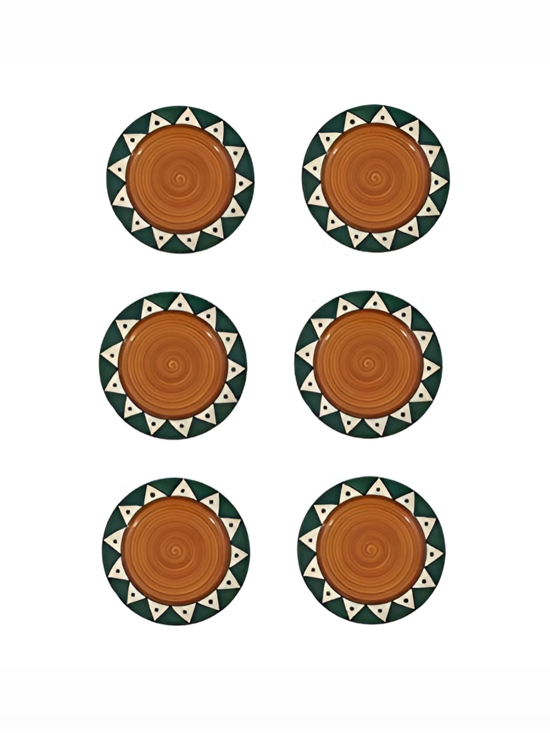 

caffeine Brown 6 Pieces Geometric Print Ceramic Microwave Safe Dinner Plates