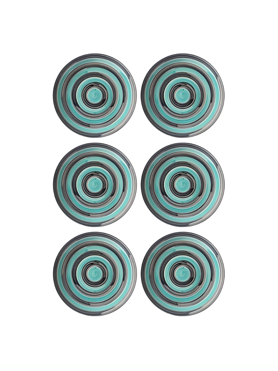 

caffeine Teal 6 Plates Ceramic Microwave Safe Plates