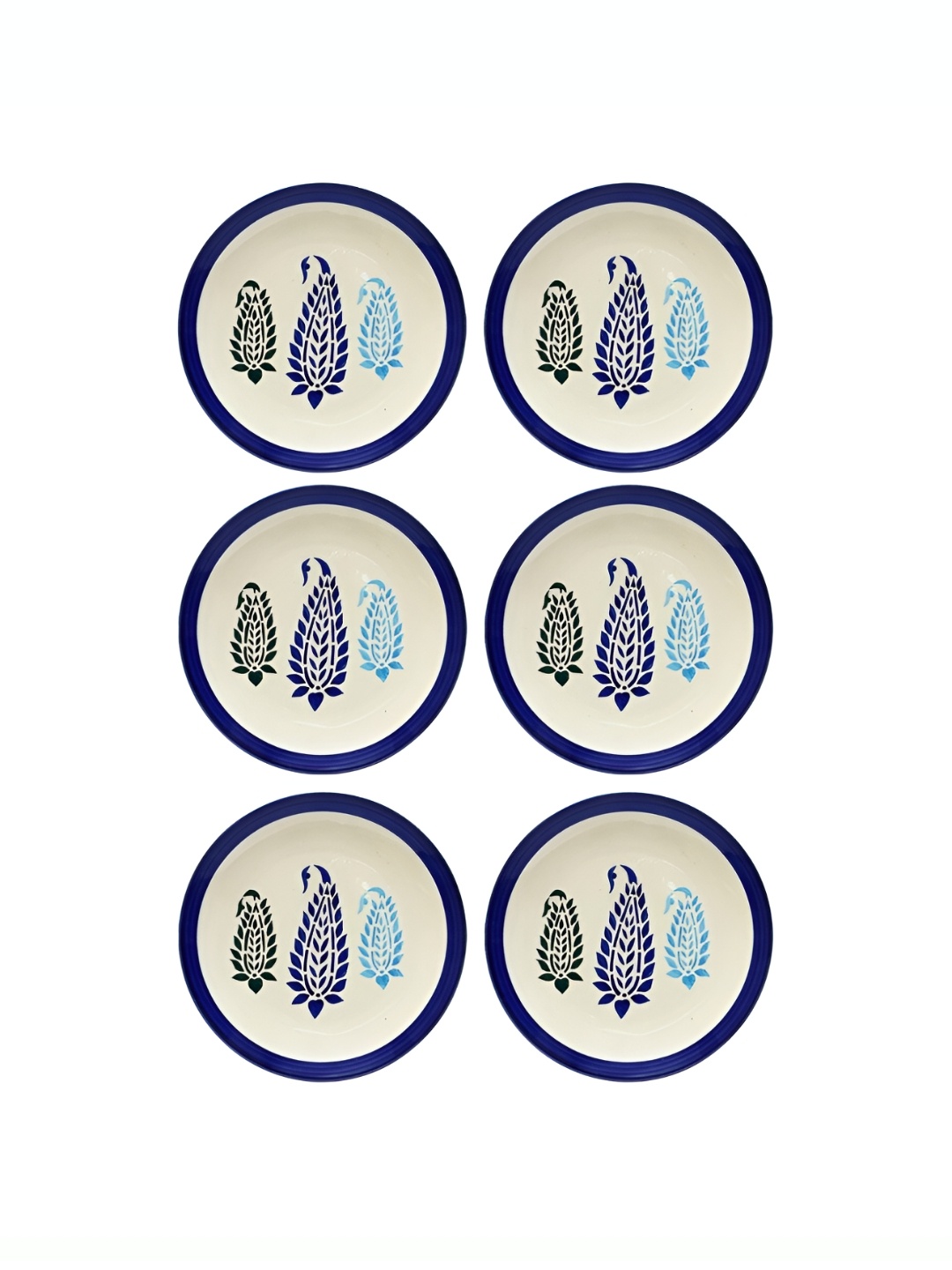 

caffeine Blue 6 Pieces Ceramic Microwave Safe Dinner Plates